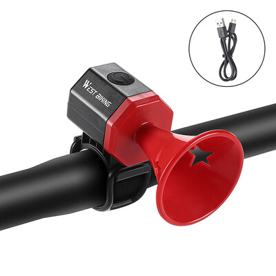 WEST BIKING Zvono za bicikl Biciklistički elektronički glasni sigurnosni alarm za trubu Električno USB punjivo vodootporno zvono upozorenja za bicikl