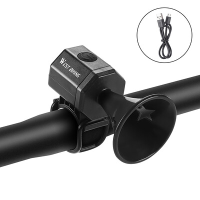 WEST BIKING Zvono za bicikl Biciklistički elektronički glasni sigurnosni alarm za trubu Električno USB punjivo vodootporno zvono upozorenja za bicikl