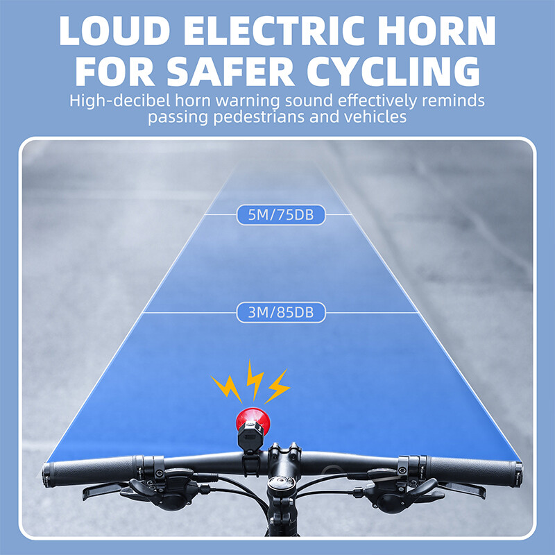 WEST BIKING Zvono za bicikl Biciklistički elektronički glasni sigurnosni alarm za trubu Električno USB punjivo vodootporno zvono upozorenja za bicikl