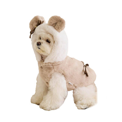 Zimska odjeća za pse Nejasne slatke mašne u obliku medvjeda Tople debele majice bez rukava s kopčanjem