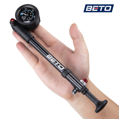 Beto Shock Pump MTB villa / hátsó felfüggesztés szivattyú kerékpárhoz 400 PSI tömlős légkerékpár kézi szivattyú nyomásmérő kerékpár felfújóval