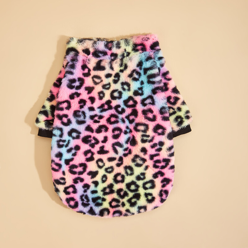 Odjeća za kućne ljubimce za pse, mačke, štene, majica bez rukava, šareni leopard, mutni kaput, trenirka, odjeća za pse za male srednje pse za jesen i zimu