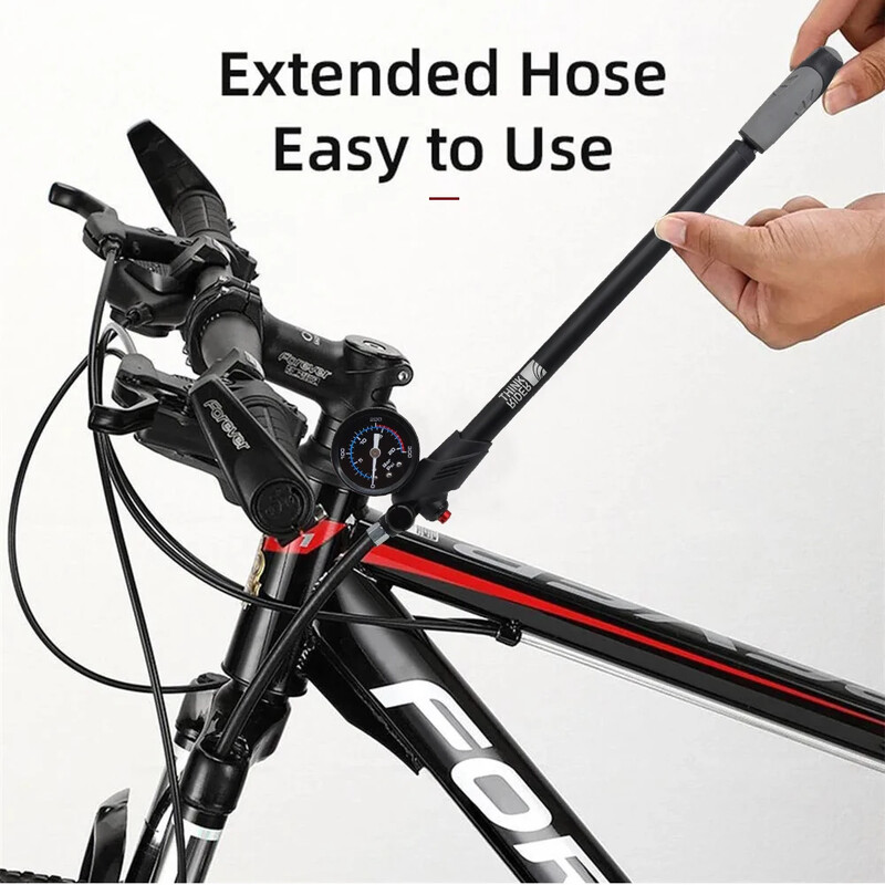 ThinkRider prijenosna visokotlačna zračna pumpa za bicikle od 300 psi s mjeračem za vilicu i stražnji ovjes, amortizer, brdski bicikl