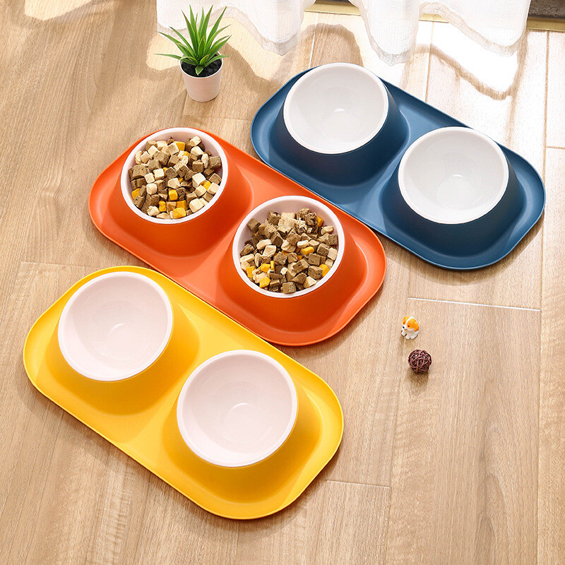1 kom Dvostruka posuda od nehrđajućeg čelika za mačke Posuda za hranu za mačke Neklizajuća baza Hranilica za vodu za kućne ljubimce Zaštita od nagiba Vrat Štene Zdjele za mačke