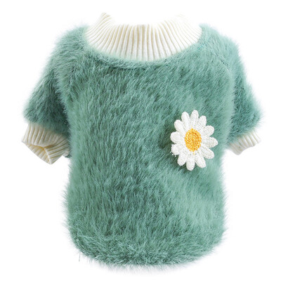 Suņu džemperis ar ziediem ziemas silts vienkrāsains plīša mājdzīvnieku džemperis maziem un vidējiem suņiem Dzeltens takšu kucēnu apģērbs Suņu piederumi