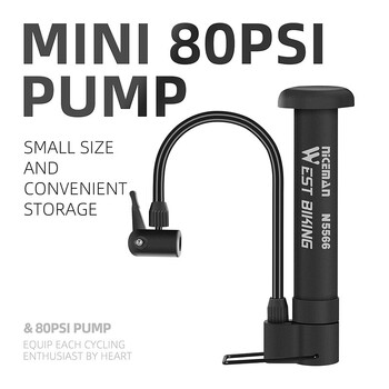 WEST BIKING MTB Bicycle Pump 80 PSI Bike Pump Inflator ελαστικών με βαλβίδα Schrader Αντλία δαπέδου Αξεσουάρ ποδηλασίας