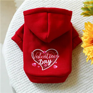 Сладък пуловер за кучета с качулка, зимни дрехи, червено, бяло, Свети Валентин, палто с качулка за малки кучета за кученца, суичър за домашни любимци на дакел, XL