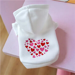 Сладък пуловер за кучета с качулка, зимни дрехи, червено, бяло, Свети Валентин, палто с качулка за малки кучета за кученца, суичър за домашни любимци на дакел, XL