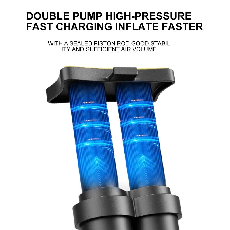 Xunting augstspiediena pēdas pedāļa gaisa mini supersūknis ar dubultcilindru MTB šosejas velosipēdu velosipēda automašīnas piepūšanas piederumi