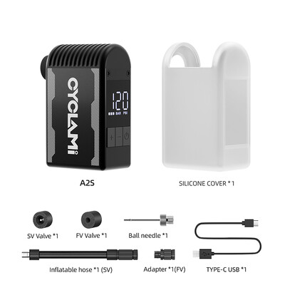 CYCLAMI A2S 120 PSI Mini električna pumpa Prijenosni bicikl Bežična pumpa za napuhavanje zraka Presta Schrader ventil FV AV Biciklizam MTB cestovni bicikl