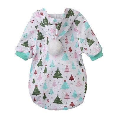 W11 Ziemassvētku suņu drēbes piparkūku kociņa pingvīns sniegpārsla apdruka rudens un ziemas silts ērts bumbu kapuci