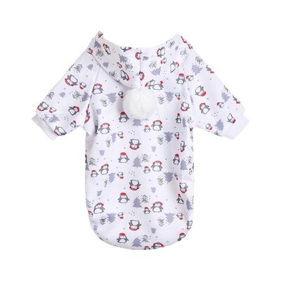 W11 Ziemassvētku suņu drēbes piparkūku kociņa pingvīns sniegpārsla apdruka rudens un ziemas silts ērts bumbu kapuci