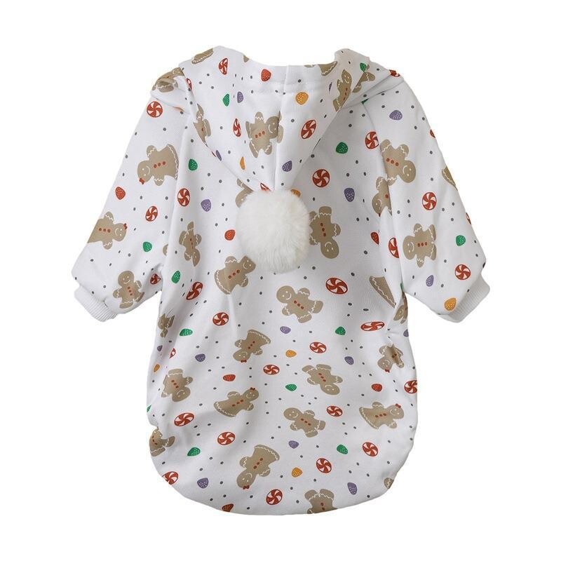 W11 Ziemassvētku suņu drēbes piparkūku kociņa pingvīns sniegpārsla apdruka rudens un ziemas silts ērts bumbu kapuci