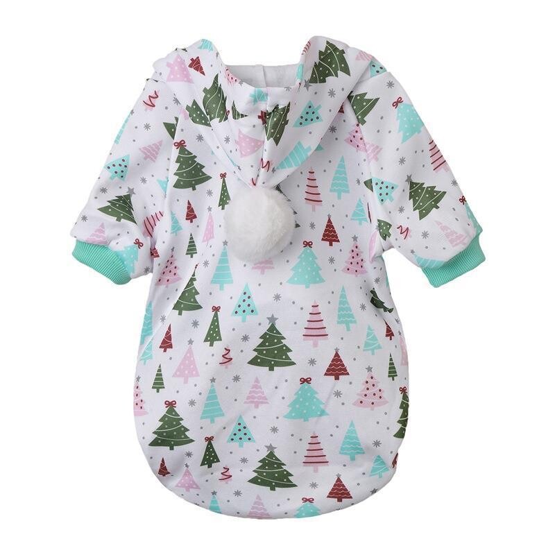 W11 Ziemassvētku suņu drēbes piparkūku kociņa pingvīns sniegpārsla apdruka rudens un ziemas silts ērts bumbu kapuci