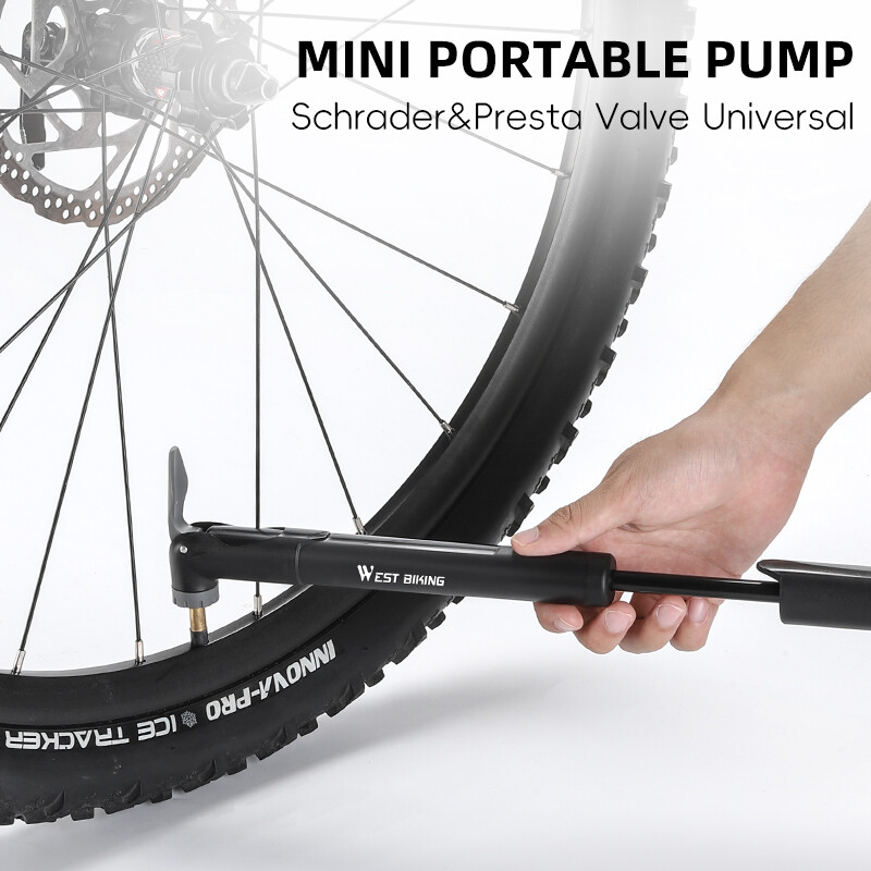 WEST BIKING Mini pompă pentru bicicletă 120PSI portabilă Schrader/Supapă Presta Pompă de aer pentru anvelope pentru bicicletă Umflator manual MTB Accesorii pentru bicicletă de drum