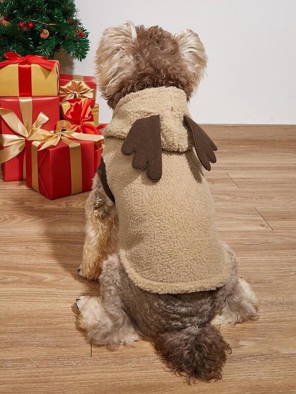 W16 Ziemassvētki Helovīns mājdzīvnieku transformācijas uzvalks aļņa rags samta brūns silti ērts Bichon Chihuahua Bulldog apģērbu mopsis