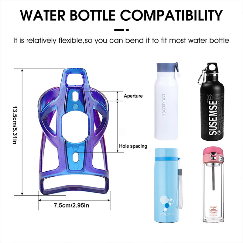 Държач за бутилка за вода за велосипед Цветни градиентни клетки за бутилки Молдинг от една част Поставка Колоездене Скоба за чайник MTB Оборудване за велосипеди