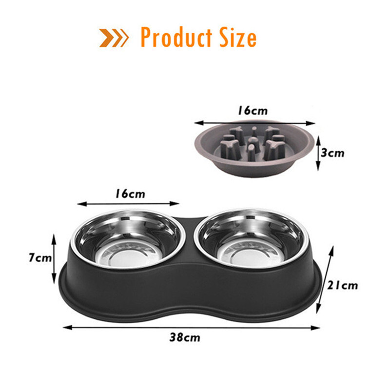 3 u 1 trostruka zdjelica za pse, uklonjiva posuda za hranu od nehrđajućeg čelika za kućne ljubimce, sporija zdjela za hranu protiv gušenja, hrana, voda, hranilica za pse, dodaci za mačke