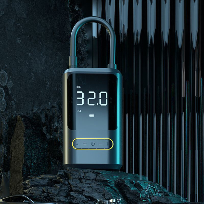 Pārnēsājams elektriskais sūkņa piepūšējs Daudzfunkcionāls bezvadu gaisa sūknis C tipa USB uzlādējams 4000 mAh akumulators motocikla automašīnai