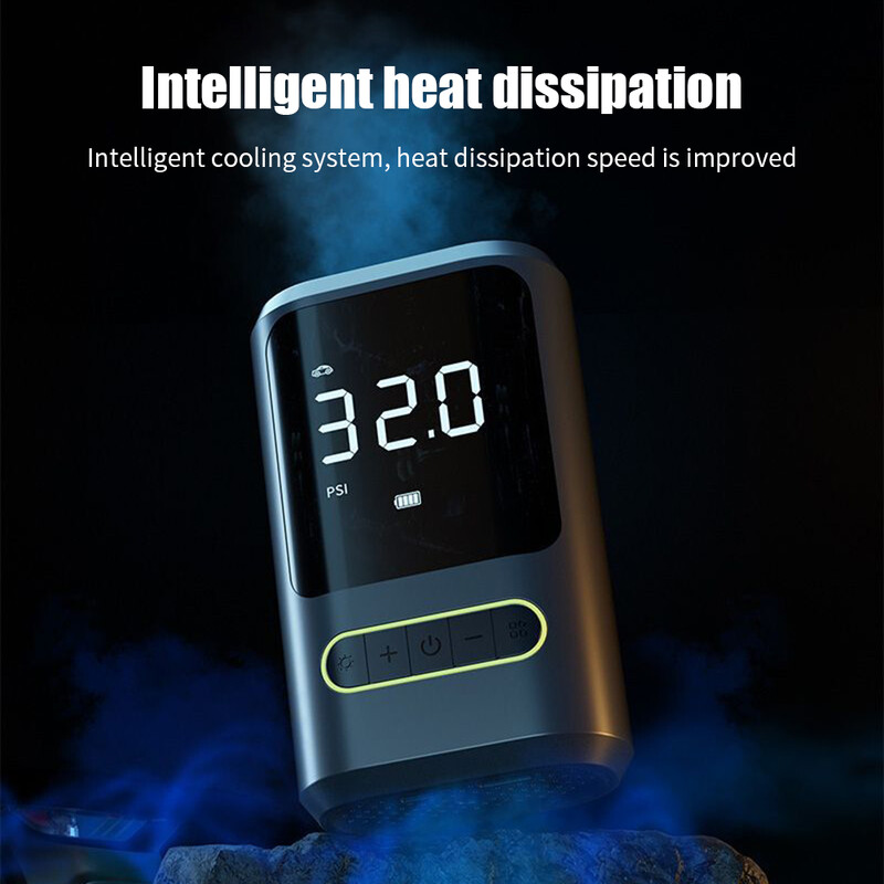 Pārnēsājams elektriskais sūkņa piepūšējs Daudzfunkcionāls bezvadu gaisa sūknis C tipa USB uzlādējams 4000 mAh akumulators motocikla automašīnai
