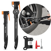 Daudzfunkcionāls rokas sūknis, alumīnija sakausējums, rokas riepu gaisa piepūšana, 360 grādos rotējoša galviņa 120 PSI riepu piepūšanas ierīce, riteņbraukšanas piederumi