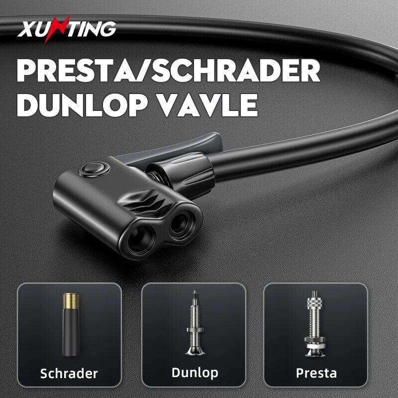 Xunting Bike Floor Pump MAX 130PSI jaudīgs un ergonomisks piepūšējs šosejas un MTB velosipēdiem - saderīgs ar Schrader un Presta Valve