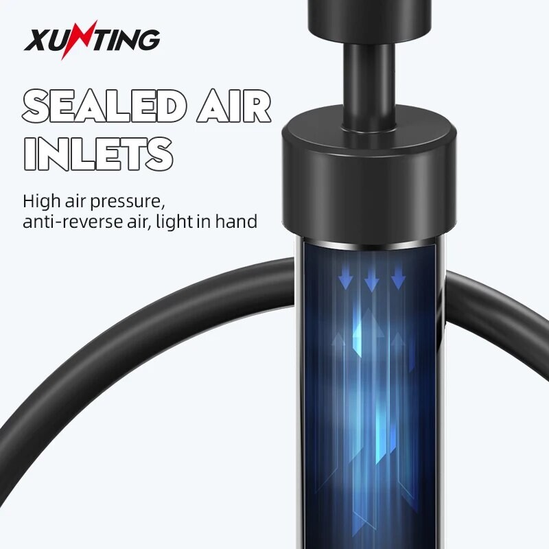 Xunting Bike Floor Pump MAX 130PSI jaudīgs un ergonomisks piepūšējs šosejas un MTB velosipēdiem - saderīgs ar Schrader un Presta Valve