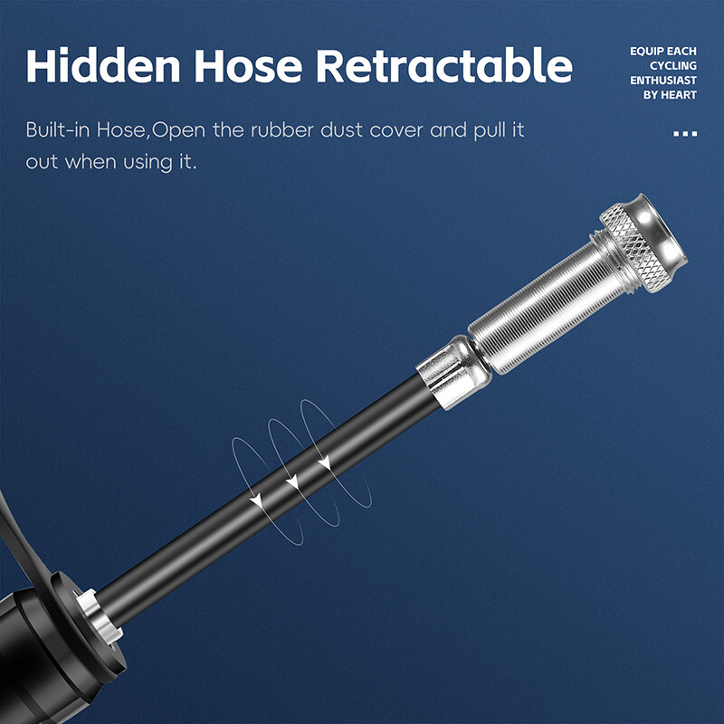WEST BIKING pārnēsājamais velosipēda sūknis 130 PSI augstspiediena ar šļūteni Presta Schrader Valve alumīnija sakausējuma MTB šosejas velosipēdu riepu sūknis