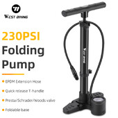 WEST BIKING 230 PSI augstspiediena velosipēda sūknis salokāms viegls MTB šosejas velosipēda sūknis alumīnija sakausējuma riepu piepūšanas rīks riteņbraukšanai