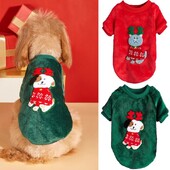 W42 Blagdanska nova odjeća za kućne ljubimce crveno zelena atmosfera Božićni print topli pudl pomeranski runo