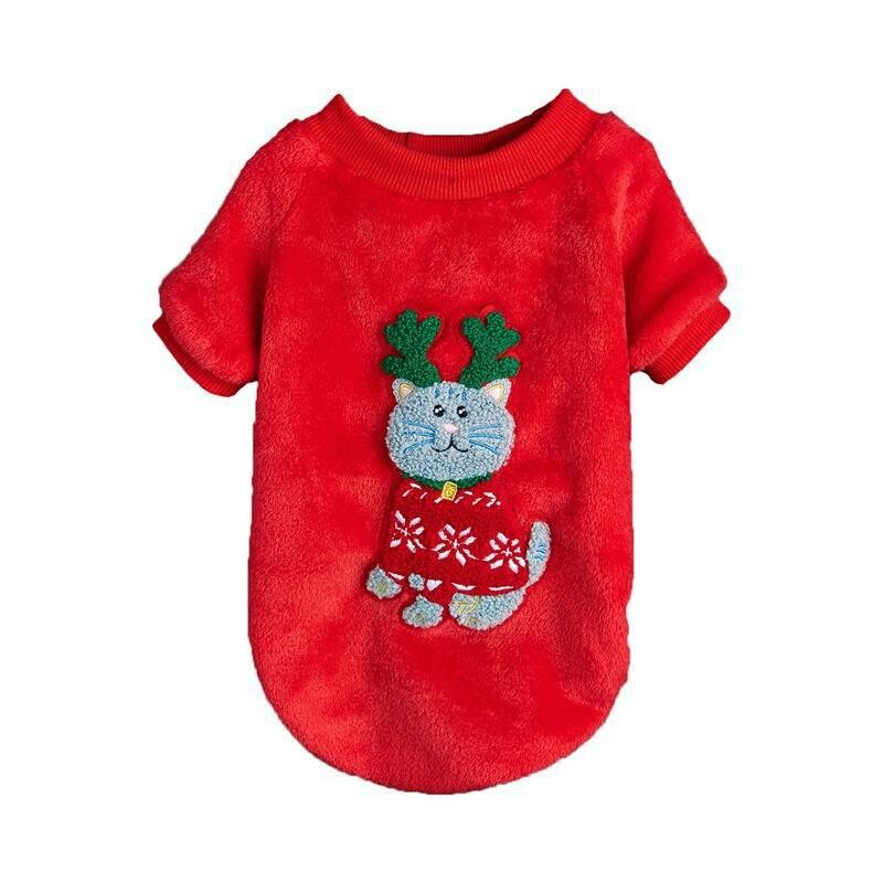 W42 Blagdanska nova odjeća za kućne ljubimce crveno zelena atmosfera Božićni print topli pudl pomeranski runo