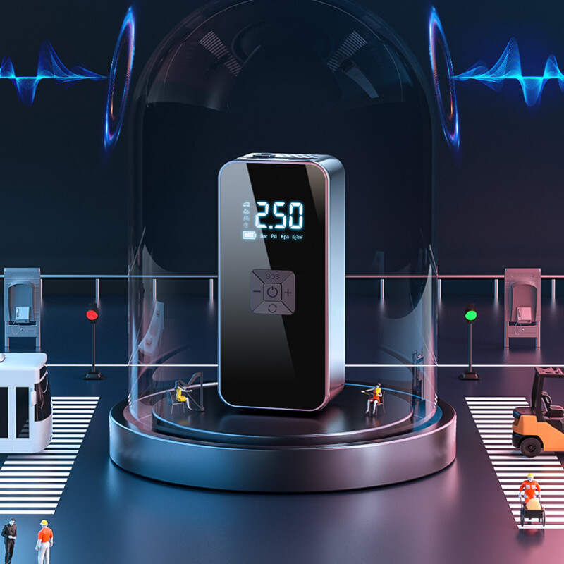 Акумулаторна въздушна помпа за помпане на гуми Преносим компресор Цифров безжичен автомобил за помпане на гуми за велосипедни топки