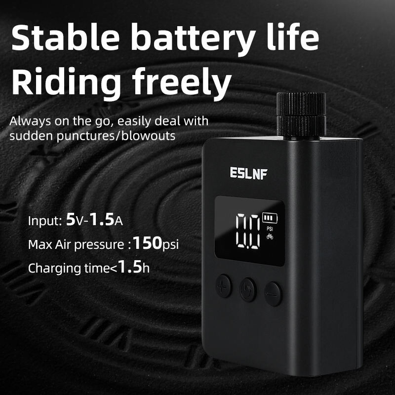 ESLNF velosipēda sūknis pārnēsājams mini elektrisks gaisa sūknis 150PSI riepu piepūšanas mašīnas motocikla motocikla velosipēda sūknis ar LCD displeju