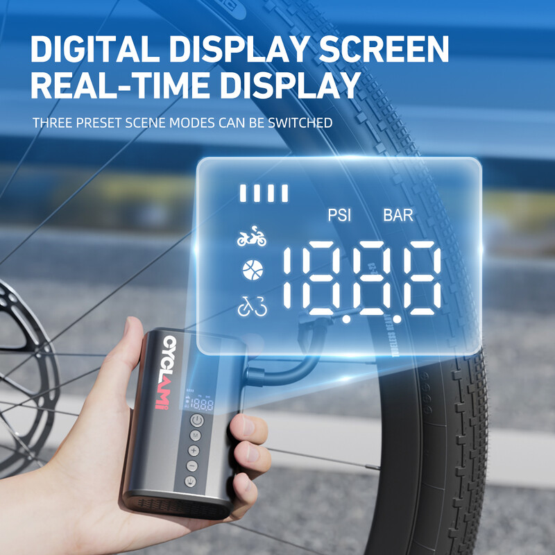 130 PSI Električna pumpa Pumpa za gume Prikaz tlaka zraka Prijenosni bicikl Bežična pumpa za napuhavanje Vanjski cestovni MTB bicikl CYCLAMI Z5L