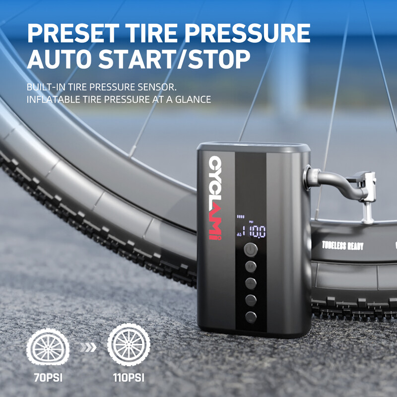 130 PSI Električna pumpa Pumpa za gume Prikaz tlaka zraka Prijenosni bicikl Bežična pumpa za napuhavanje Vanjski cestovni MTB bicikl CYCLAMI Z5L