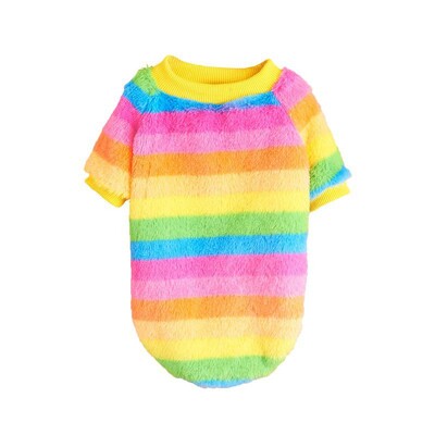 W9 Tiešās pārdošanas rudens un ziemas suņu silts apģērbs apaļa apkakle abām kājām krāsaini svītraina plus samta mīksta mājdzīvnieku vilna