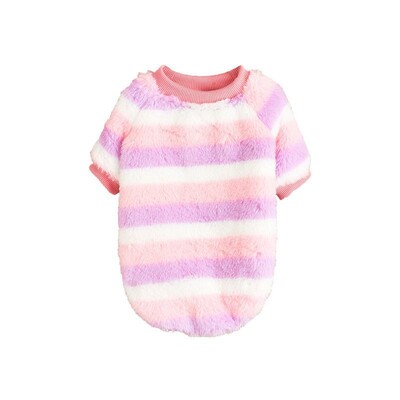 W9 Tiešās pārdošanas rudens un ziemas suņu silts apģērbs apaļa apkakle abām kājām krāsaini svītraina plus samta mīksta mājdzīvnieku vilna