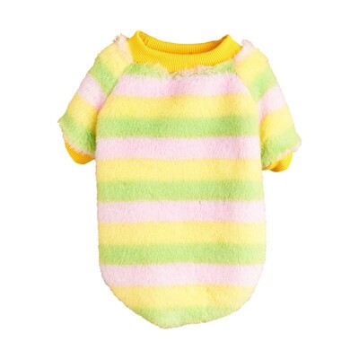 W9 Tiešās pārdošanas rudens un ziemas suņu silts apģērbs apaļa apkakle abām kājām krāsaini svītraina plus samta mīksta mājdzīvnieku vilna