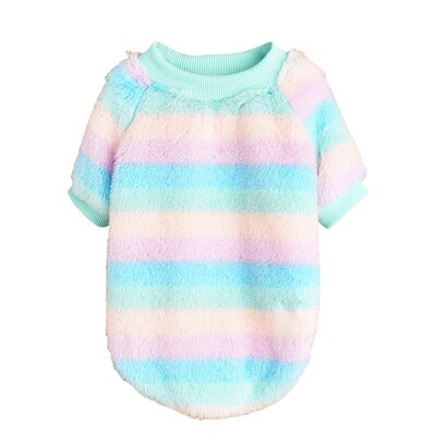 W9 Tiešās pārdošanas rudens un ziemas suņu silts apģērbs apaļa apkakle abām kājām krāsaini svītraina plus samta mīksta mājdzīvnieku vilna