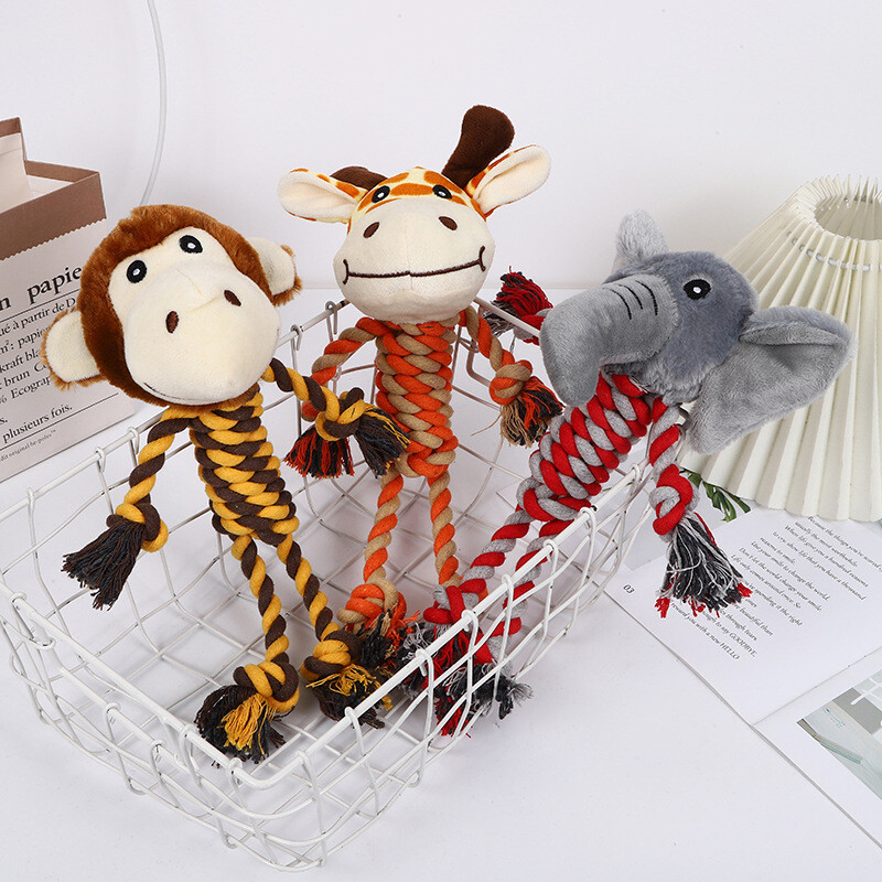 Bavlnené lano pre psov, žuvacie hračky v tvare zvieraťa, odolné proti uhryznutiu, prerezávacie hryzátka, dobrý spoločník pre psov