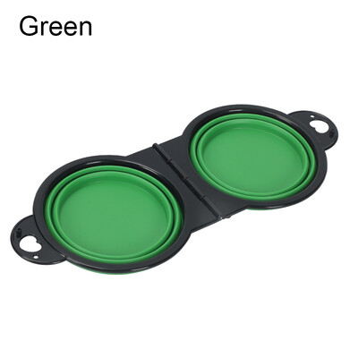 Salokāms pārnēsājams suns mājdzīvnieks salokāms silikons 2 vienā bļoda āra ceļojumu kucēnu barības trauks padeves trauks dzeramā ūdens paplāte