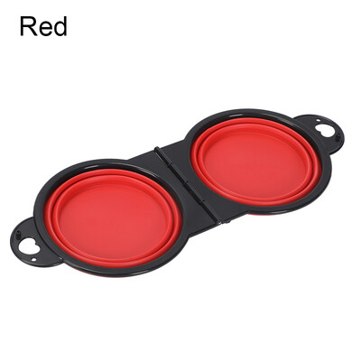 Salokāms pārnēsājams suns mājdzīvnieks salokāms silikons 2 vienā bļoda āra ceļojumu kucēnu barības trauks padeves trauks dzeramā ūdens paplāte