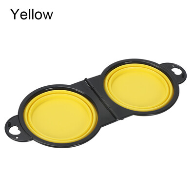 Salokāms pārnēsājams suns mājdzīvnieks salokāms silikons 2 vienā bļoda āra ceļojumu kucēnu barības trauks padeves trauks dzeramā ūdens paplāte