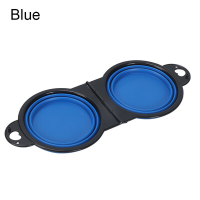 Salokāms pārnēsājams suns mājdzīvnieks salokāms silikons 2 vienā bļoda āra ceļojumu kucēnu barības trauks padeves trauks dzeramā ūdens paplāte