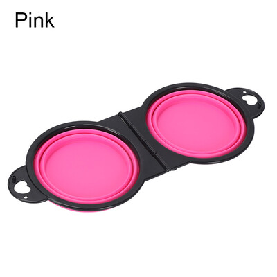 Salokāms pārnēsājams suns mājdzīvnieks salokāms silikons 2 vienā bļoda āra ceļojumu kucēnu barības trauks padeves trauks dzeramā ūdens paplāte