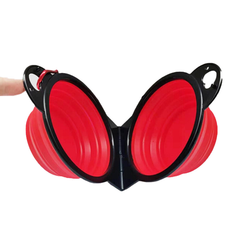 Salokāms pārnēsājams suns mājdzīvnieks salokāms silikons 2 vienā bļoda āra ceļojumu kucēnu barības trauks padeves trauks dzeramā ūdens paplāte