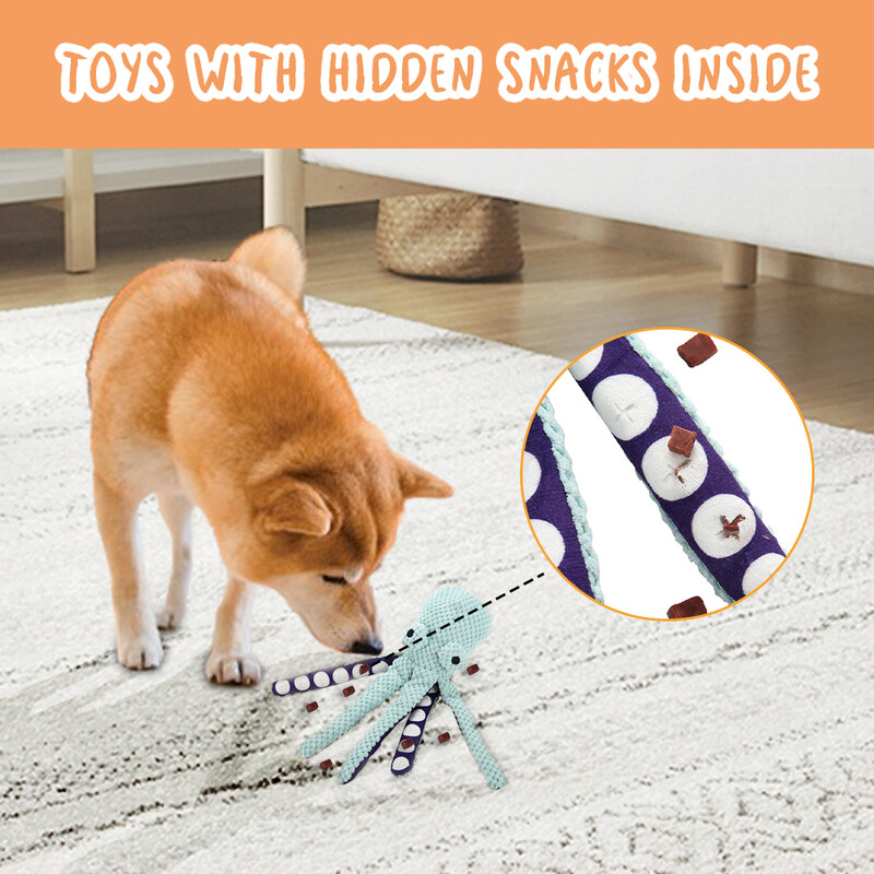 Naminių gyvūnėlių uostymo žaislas Naminių gyvūnėlių pliušinis žaislas katės šuns balsas aštuonkojo kriaukle dėlionės žaislas girgždantis šuns dantų valymas kramtomasis žaislas naminių gyvūnėlių reikmenys