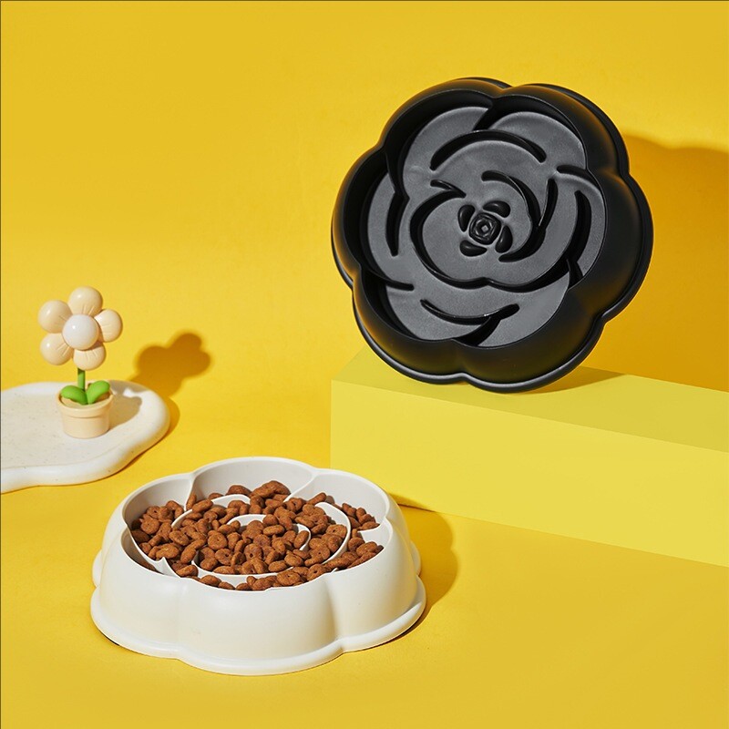 Ziedlapiņas Lēnās barības bļoda suņiem pret aizrīšanās lolojumdzīvnieku lēnā barība Pet Bowl pretslīdēšanas un trieciena suņu bļoda kaķu barības bļoda
