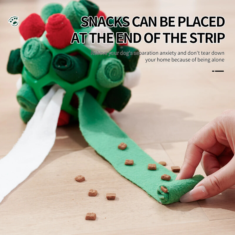 Mājdzīvnieku šņaukšanas bumba Helovīna Ziemassvētku dāvanu rotaļlieta mājdzīvniekiem Slēpj pārtikas rotaļlieta sunim Interaktīva gumijas bumba Suņu šņaukšana mīklu rotaļlietas