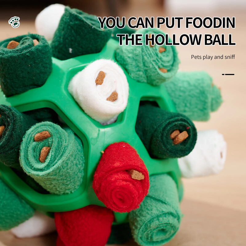 Mājdzīvnieku šņaukšanas bumba Helovīna Ziemassvētku dāvanu rotaļlieta mājdzīvniekiem Slēpj pārtikas rotaļlieta sunim Interaktīva gumijas bumba Suņu šņaukšana mīklu rotaļlietas